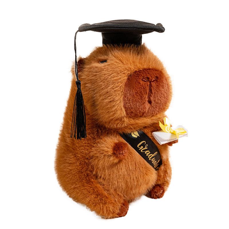 Graduation Season Doctor Capybara Doll Plush Toy Doctor Hat Bear Elephant Doll Graduation Memorial Gift Doll