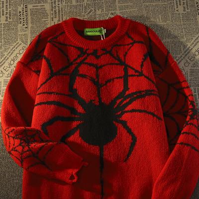 Pull à trous d'araignée de marque Tide Vintage américain pour femmes, pull en tricot chaud d'hiver surdimensionné Y2k Harajuku Hip Hop vêtements pour hommes
