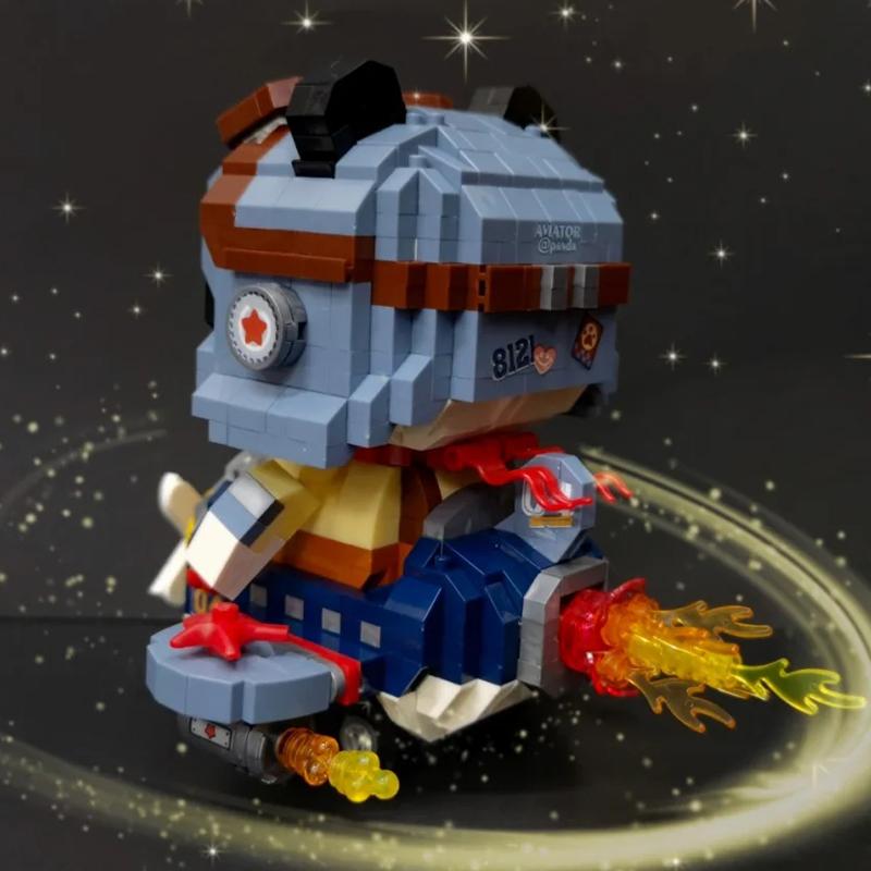 LOZ 8121 Animal World Air Force Pilot Soldier Panda Jet Plane Doll Mini Diamond Blocks Bricks Building Toy For Children No Box