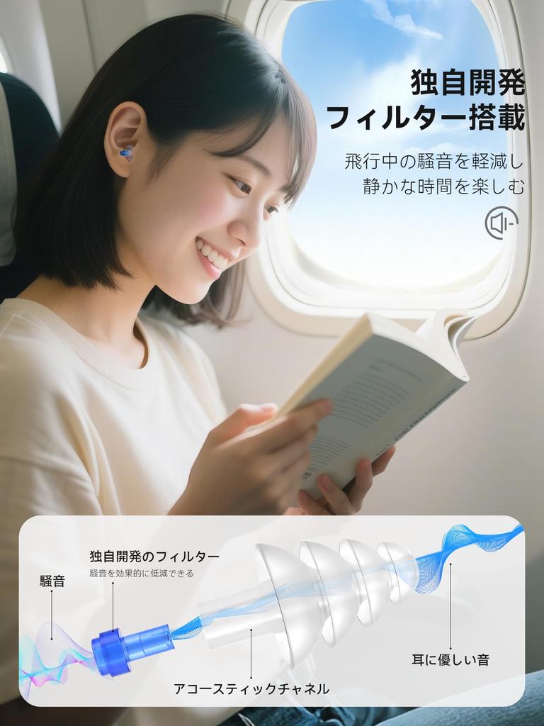 Quietide Airplane Adjustable Pressure Prevent Hearing Reduce for with Carrying and Japanese Q49 Black and Gold Earplugs, Adjustment, Damage, Stress,