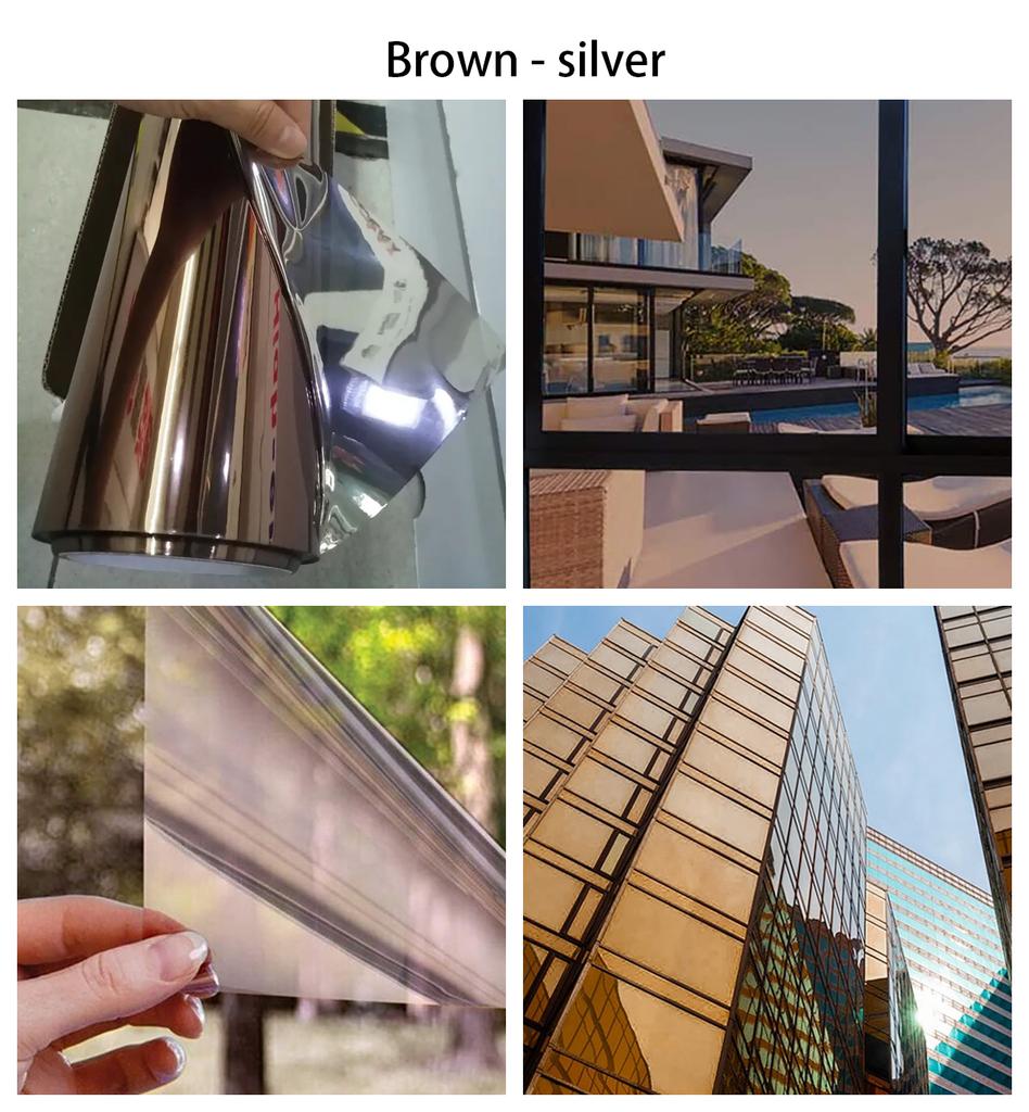 Atspindinti langų plėvelė, vienpusė sidabrinė veidrodinė stiklo plėvelė, šilumą kontroliuojanti stiklo vinilo lipdukų plėvelė nuo UV spindulių, apsauganti nuo saulės, ritinėlis