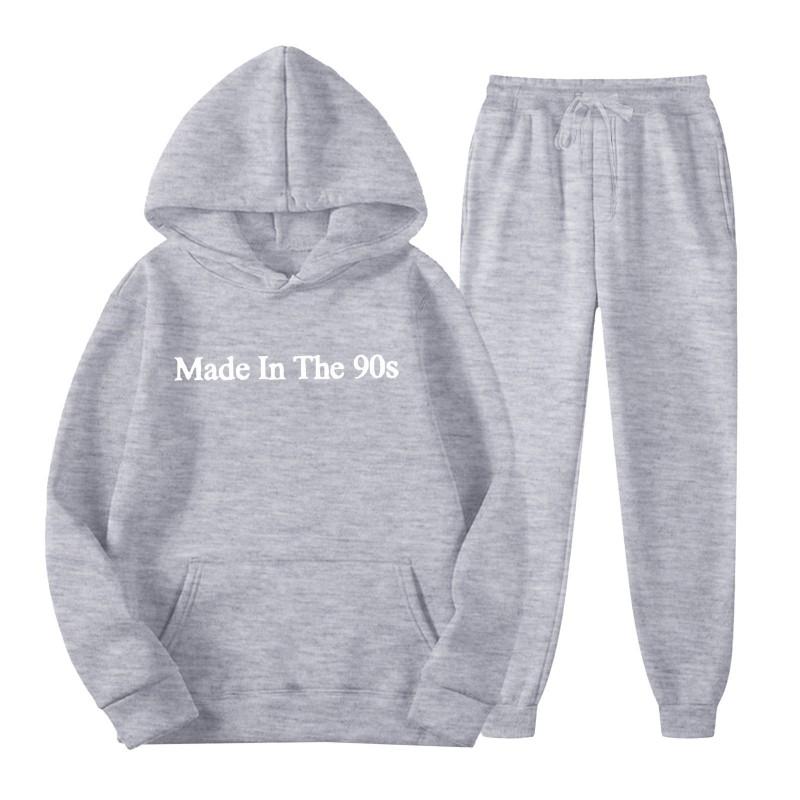 Trendy Unisex Hooded Fleece Lined Sweatshirt Tracksuit