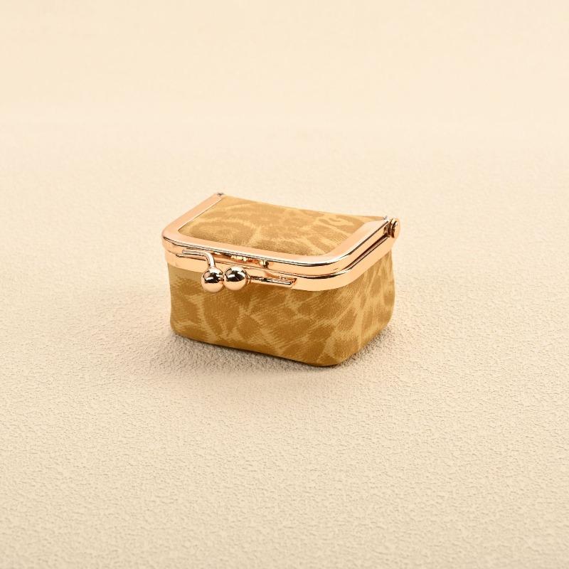 Mini PU Leather Kiss Lock Jewelry Box Leopard Pattern Portable Earphone Storage Case Coin Purse Ring Necklace Travel Organizer for Women