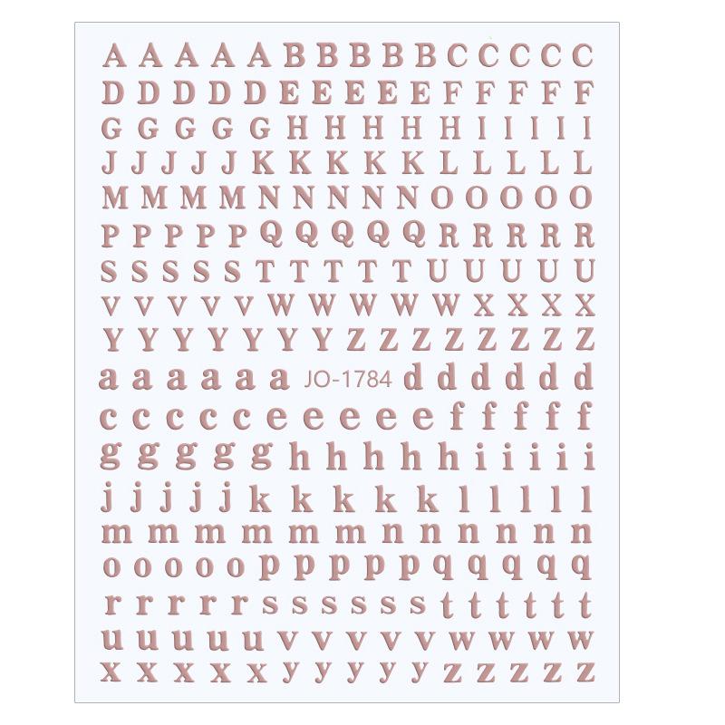 Nail Art 3D Laser Black & White Alphabet Stickers - 26 Uppercase & Lowercase Letters