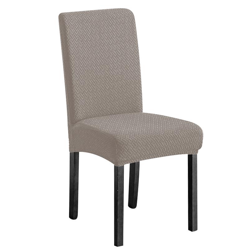 

Twill Jacquard Waterproof Chair Cover Soft Non-slip Solid Color Chair Seat Protector Dining Room Elastic Universal Cover 1pc 1PC світло-сірого кольору