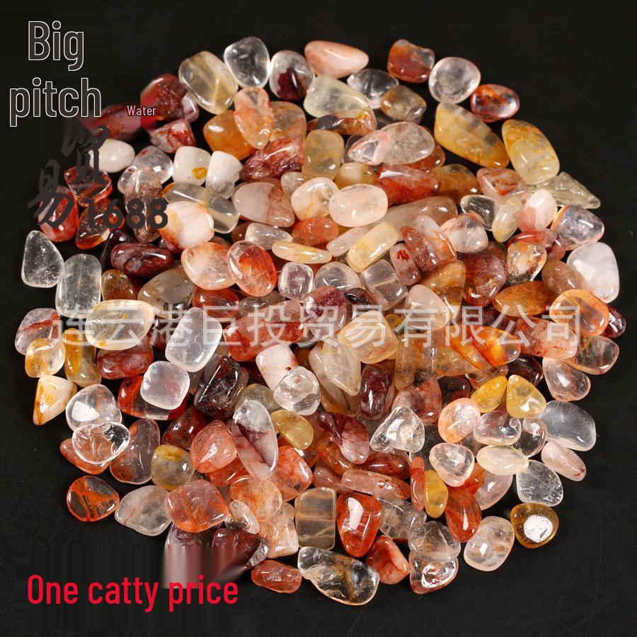 Natural Red Agate Yellow Jiao Hua Crushed Stone Ornament for Cups and Bottles