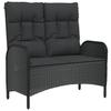 VidaXL Banc de jardin inclinable avec coussins 107 cm Poly rotin Noir 319894