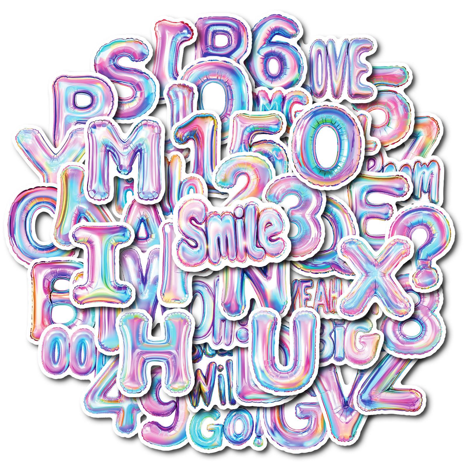 

50 английских буквенно-цифровых цветных алюминиевых пленочных воздушных наклеек, декоративные водонепроницаемые наклейки для чехлов для телефонов Phablet