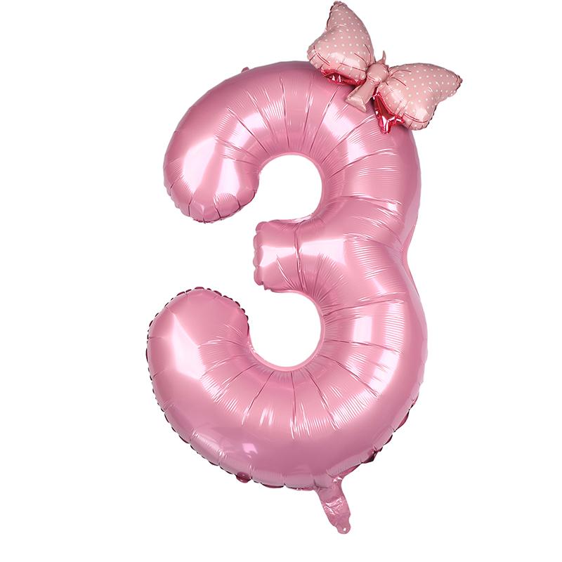 Globos de Cumpleaños con Números 0-9 de 40 Pulgadas Globos Rosas con Lazo de Moño para Cumpleaños de Niñas Princesas Globos para Fiesta de Bodas Globo Gigante con Número
