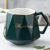 Creative Diamond Shape Ceramic Mugs Light Luxury Breakfast Milk Coffee Cup Personalized Geometric Tea Cups Couple Gift Drinkware