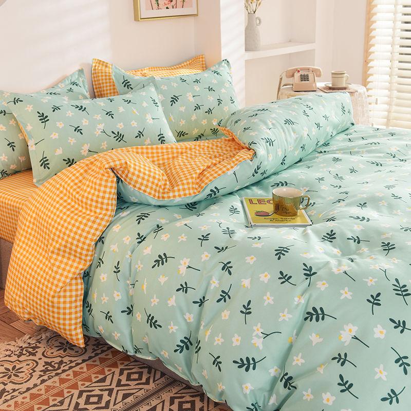 Four-piece Bedding Washed Cotton Single Double Student Three-piece Bed Linen Quilt Cover Pillowcase