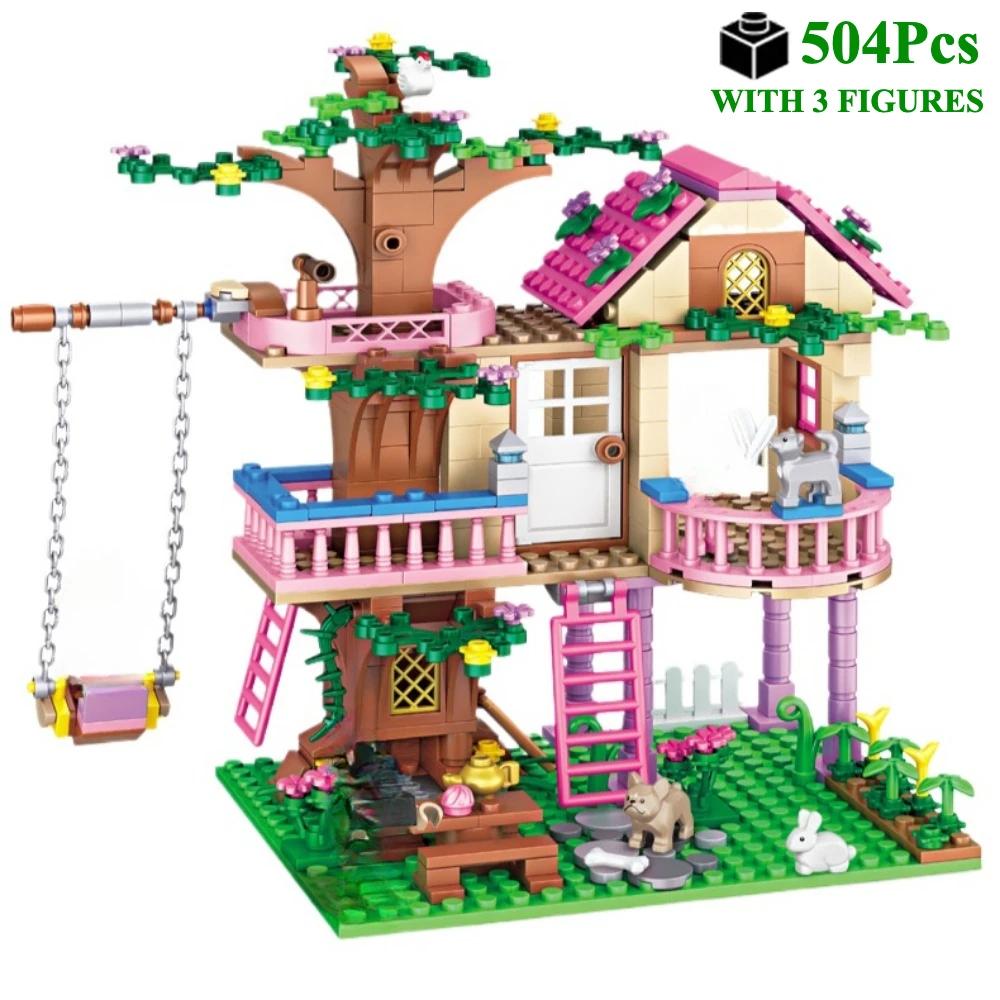 Dream City Friendship Tree House Princess Castle Building Blocks Model Figures Garden Diy Toys For Girl Birthday Gift