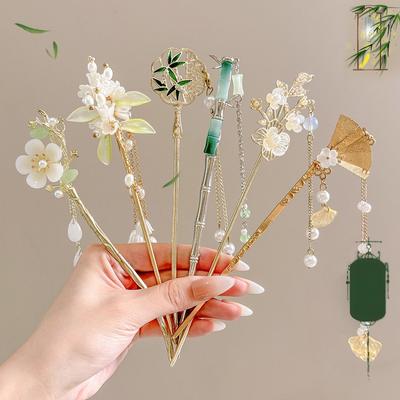 1 szt. Elegancka spinka do włosów w stylu chińskim z kwiatem, motylem i frędzlem, w stylu vintage, narzędzie do włosów do noszenia na co dzień, prezent na święta, biżuteria damska, dodatek do włosów