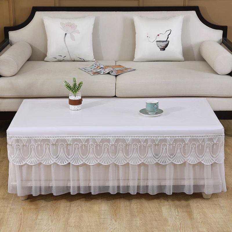High End European Style White Waterproof Tablecloth Lace Edged Large-sized Mat Thick Household Oil Proof Tea Table Cover