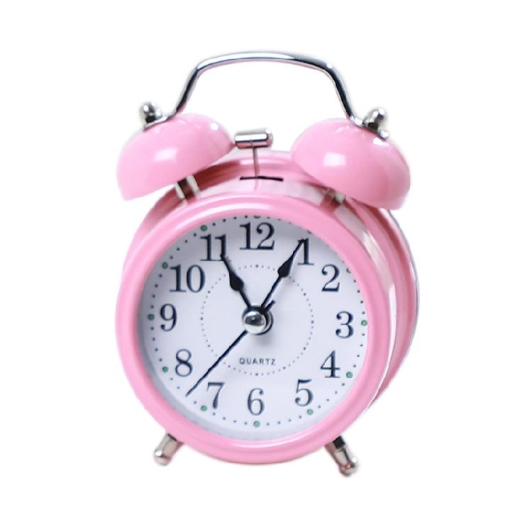Retro Loud Alarm Clock Double Bell Night Light Children Room Bedroom Decoration
