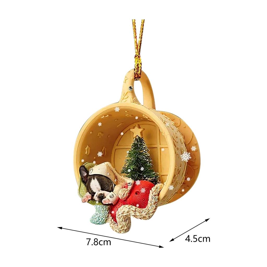 Christmas Dog Pendant Ornament Cute Xmas Holiday Decor with Hats Christmas Tree Ornament Xmas Tree Dog Statue for Bag Holiday
