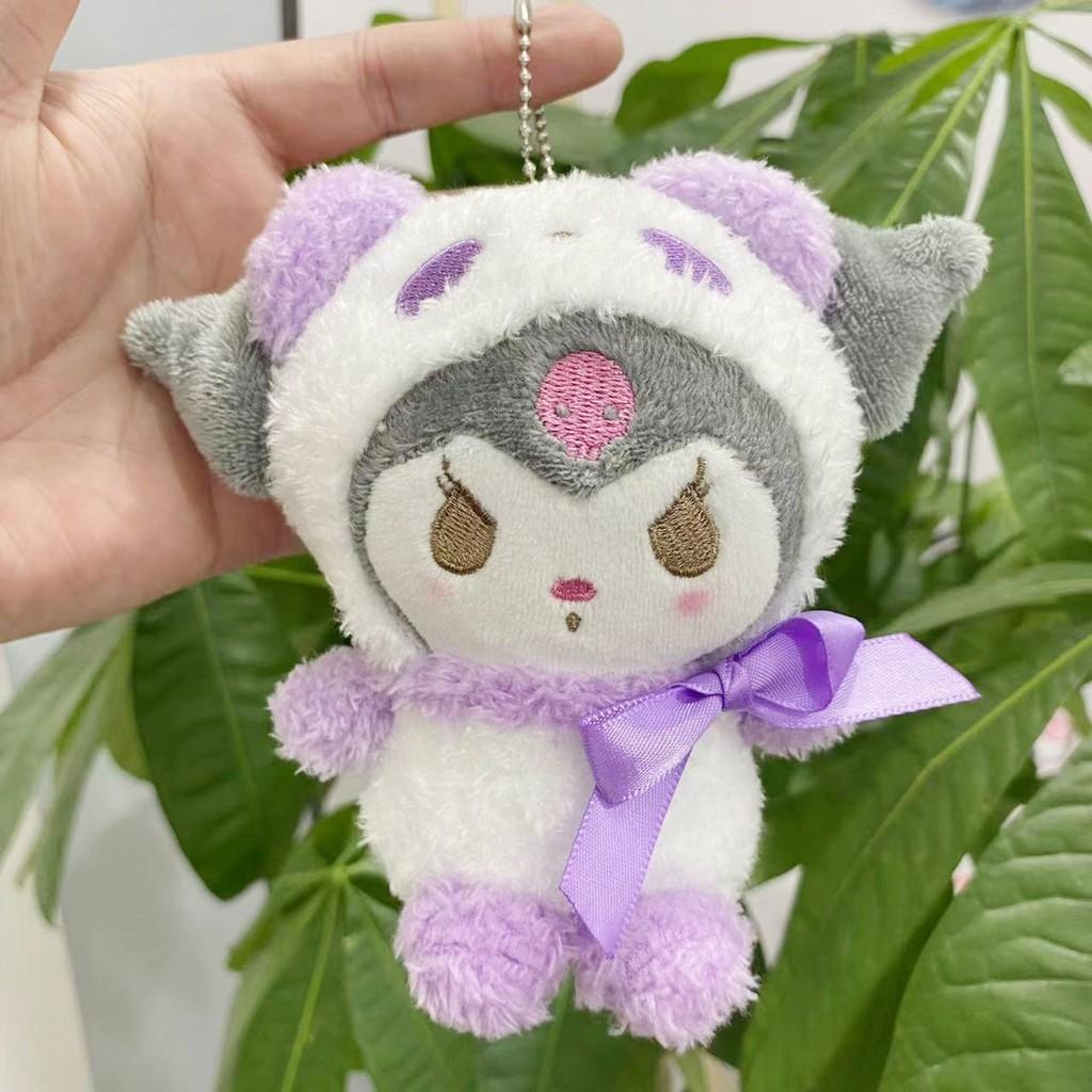 Adorable Sanrio Kuromi Plush Keychain Doll With Soft Short Plush Material Kuromi