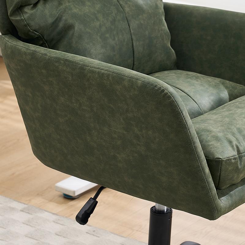 Faux Leather, PU Material, Black Base, Height-adjustable, Suitable for Office, Bedroom, Vanity Table and Other Environments. An Office Chair. Green.