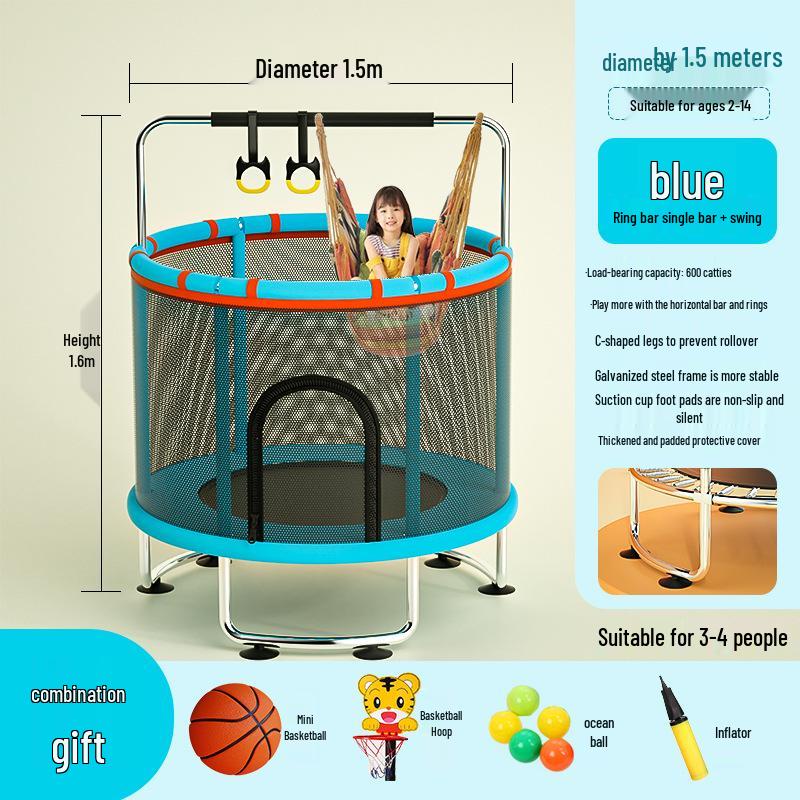 Indoor Family Trampoline with Safety Net for Kids and Adults