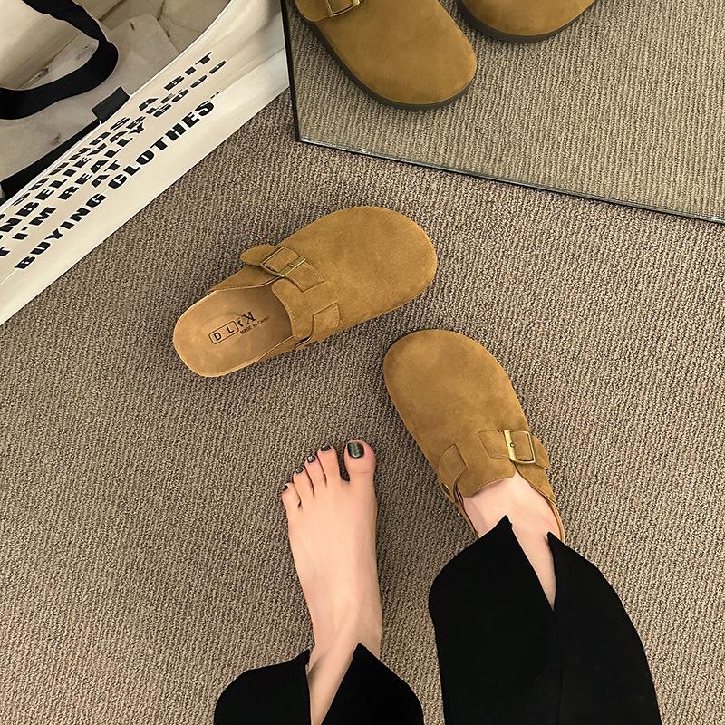 Birken slippers women's 2025 autumn new popular pregnant women wear one pedal lazy shoes soft sole half drag Birken shoes