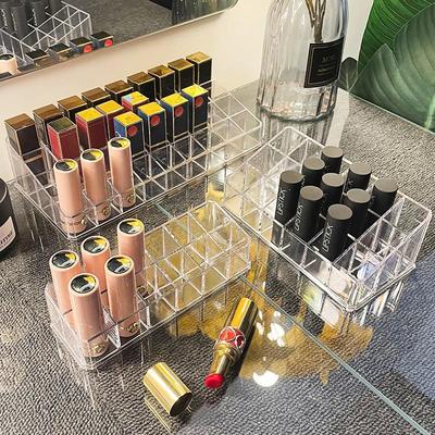 Organizzatore di Rossetti in Acrilico di Lusso: Scatola portaoggetti trasparente da scrivania e porta per cosmetici da camera da letto