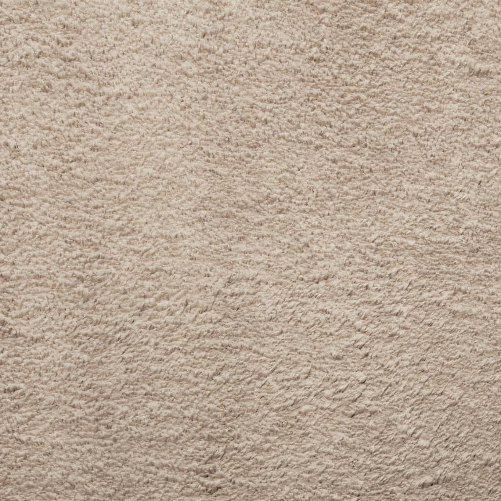 HUARTE Short Pile Rug Soft and Washable Sand Color 120x120cm