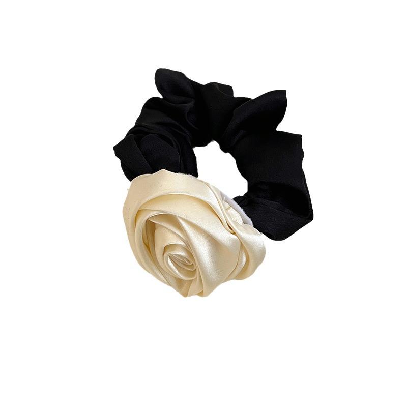 2023 Retro Schleife Elastisches Haarband mit Rosenblüten-Lederbezug - Damen Haaraccessoire