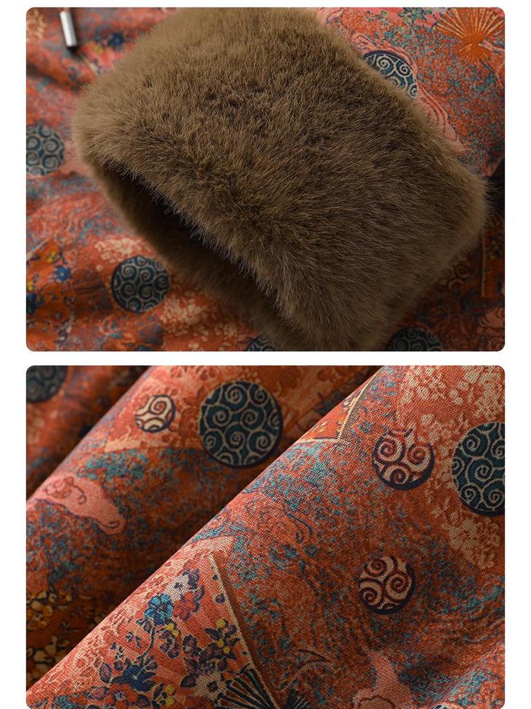 Winter Plus Velvet Coat for Middle-Aged and Elderly Women, Elegant Chinese Style Mother's Clothing, Warm Thick Cotton Jacket.