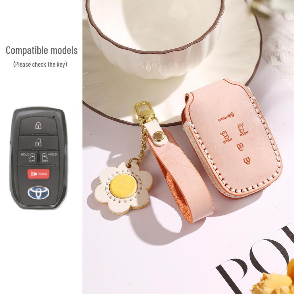 Handcrafted Leather Key Cover for Toyota Models (Asia Dragon, Camry, Senna, Corolla) - Mist Wax Vegetable-Tanned Cowhide
