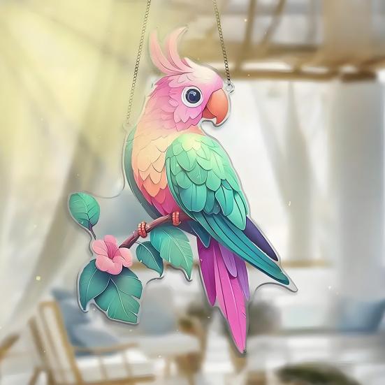 Acrylic Colorful Hummingbird Sun Catcher Hanging Pendant with Lanyard Easy To Install Bird Window Crafts Hanging Decor