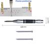 Automatic Center Punch With 2 Pcs Spare Punch Black Silver Dot Punch Spring Loaded Tool Adjustable Woodworking