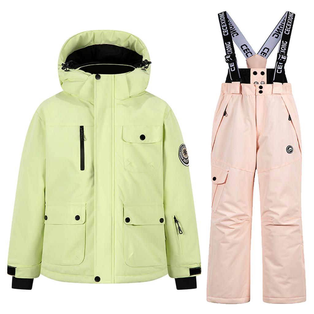 Children's Fashion Skiwear Set Boys' And Girls' Thickened Waterproof Warm Ski Suit Jacket And Trousers Outfit Set