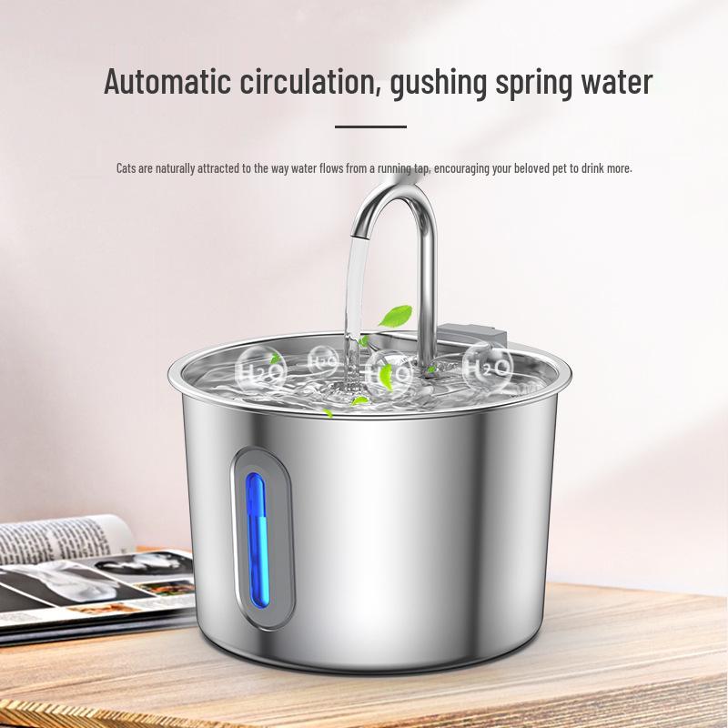 Stainless Steel Automatic Pet Water Dispenser 2.2L for Cats & Dogs