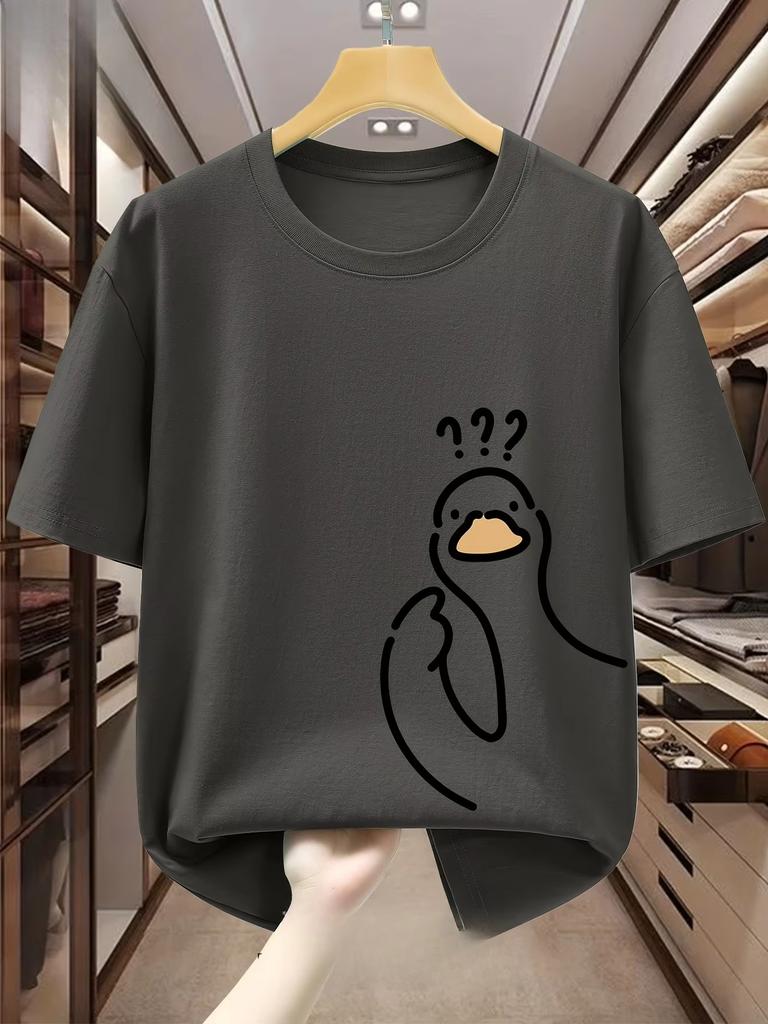 2026 Unisexs Pure Cotton Fashionable Casual Loose Sports Cartoon Pigeon Pattern Printed Round Neck Short Sleeved TShirt Top Ins