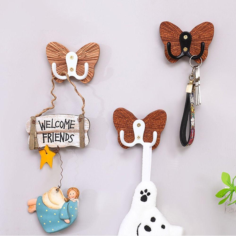 Butterfly Design Self-adhesive Coat Hanger Thicken Wall Storage Rack  Home Decoration