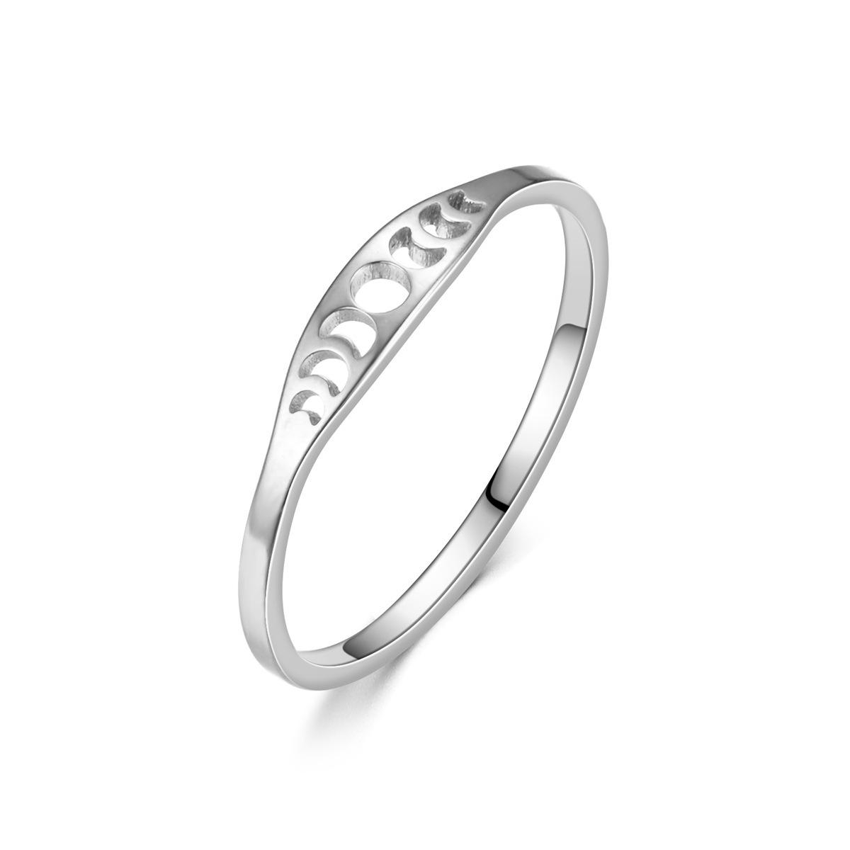 

1PC Niche Cut Titanium Steel Ring Tail Ring for Sun, Stars and Moon 5