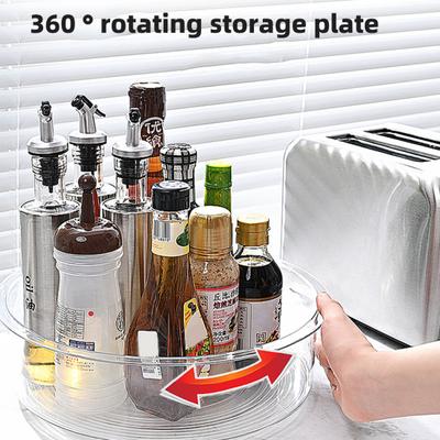 Lazy Susan Organizer Spice Storage Rack 360-Degree Rotatable Large Capacity Transparent Countertop Turntable Spice Holder
