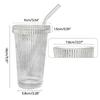 Coffee Mugs Milk Cup Glass Material Striped Glass Cup with Straw Drinking Cup Juice Cup Glass Material for Any Occasion