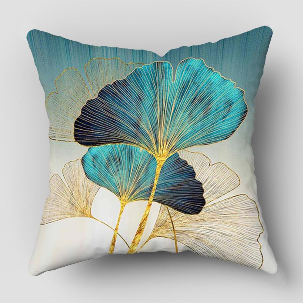 1 Stück Kissenbezug mit Ginkgoblätter-Druck Weicher und gemütlicher Kissenbezug 45x45cm Einseitig
