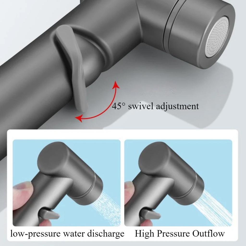 Family Corner Valve Toilet Nozzle - Dual Outlet Flush, One Inlet and Two Outlets, Handheld Basin Nozzle, Easy To Install and Space Saving