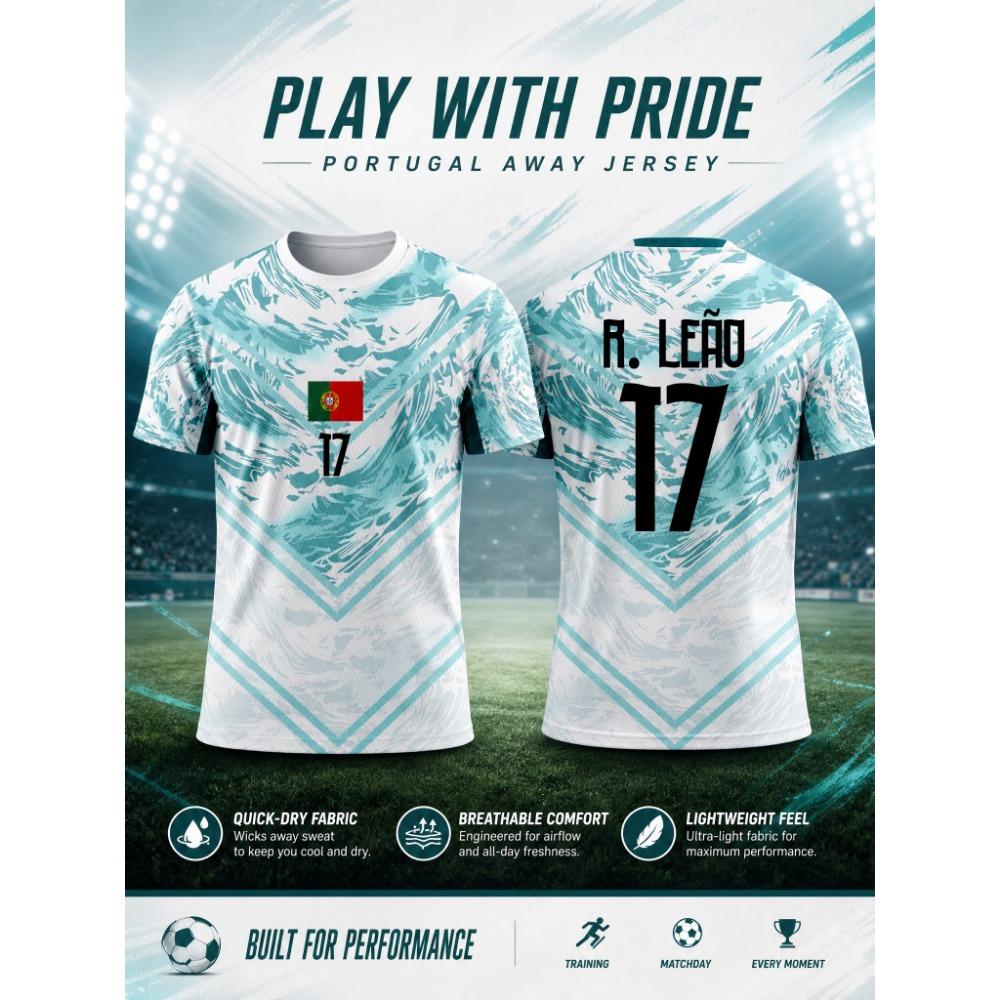 Portugal Away 2026 Skin Friendly Four Sided Elastic Sportswear, Moisture Wicking Fan Jersey
