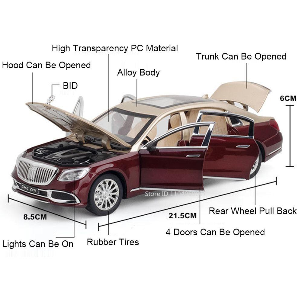 1:24 Gls600 Miniaturmodellauto Spielzeug Legierung Druckguss Sound Licht 6 Türen zu öffnen Rückzieher Schmuck Fahrzeugmodelle Für Jungen Geschenke