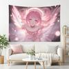 Pink Angel Anime Girl Tapestry Aesthetic Wings Wall Hanging Soft Pastel Kawaii Art Wall Tapestry Bedroom room decoration items