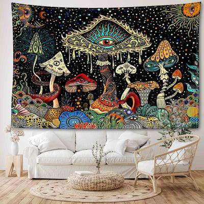 Starry Sky Eyes Mushroom Tapestry Wall Hanging Mysterious Witchcraft Art Hippie Tapitz Living Room Bedroom Home Decor