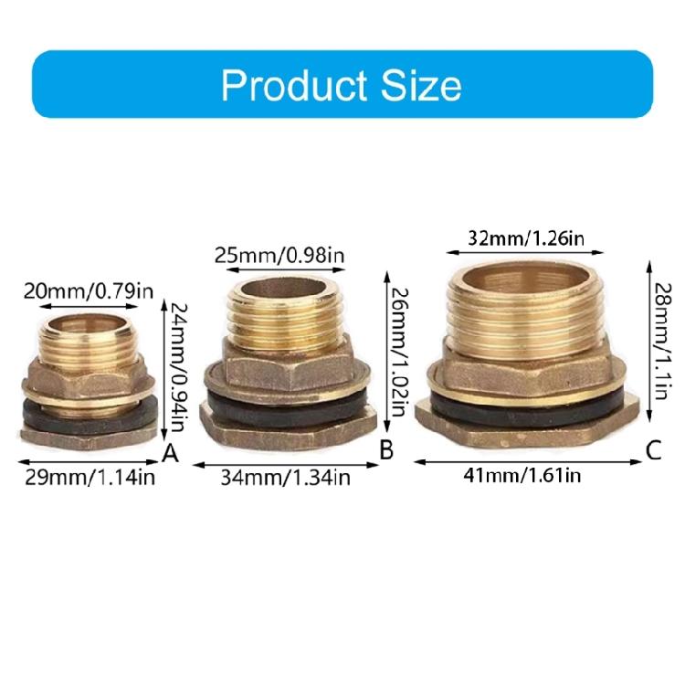 Rustproof Brass Threaded Adapter For Rainwater Tanks Barrels Container Water Tap Connector 1/2 3/4" 1''