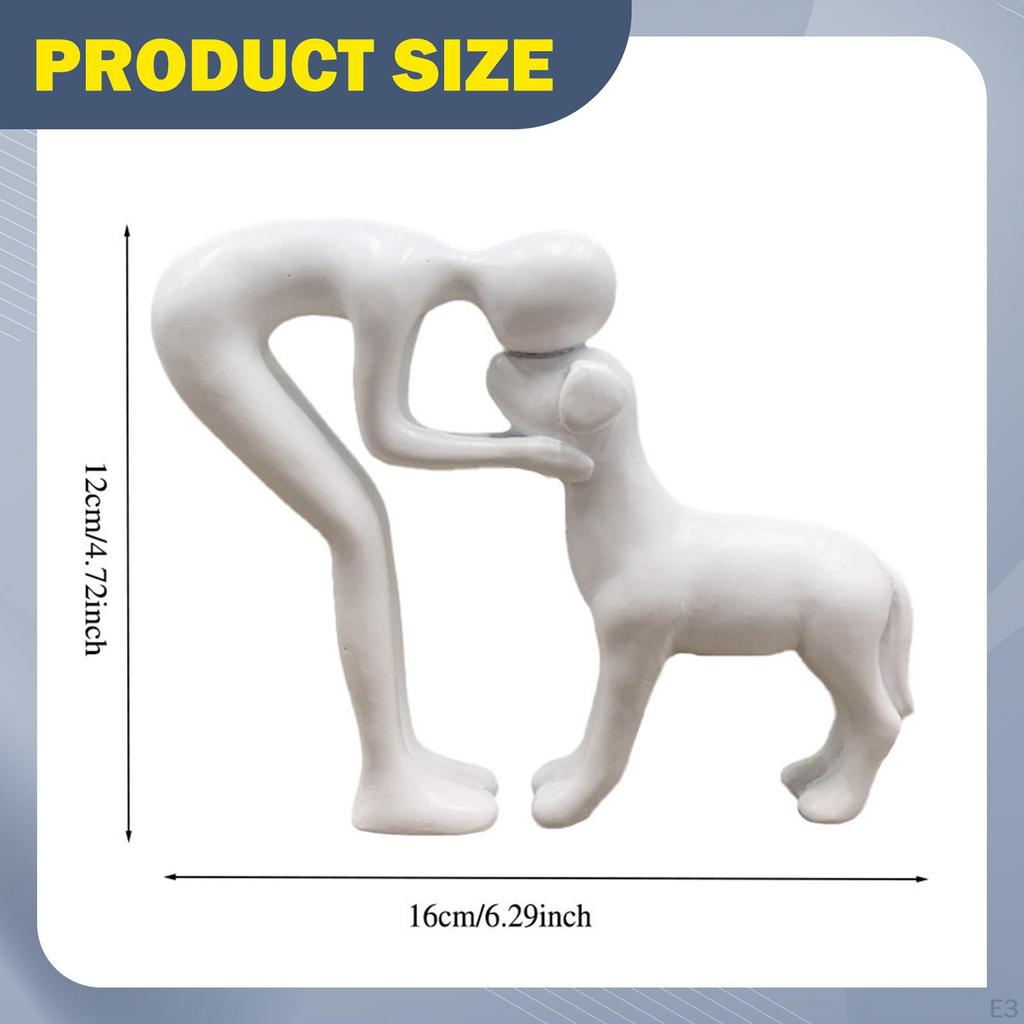 Human And Dog Figure, Resin Sculpture, Unique Gift for , Ornament, Statue Office, Party,