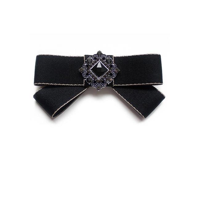 New Female Unisex Bow Tie Brooches For Women Pearl Crystal Pendant Collar Pin Shirt Clothes Necktie Bowknot Suit Accessories