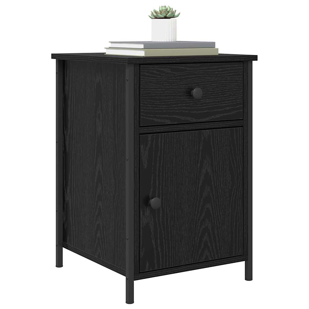 Nightstand Black Oak Effect 40 X 42 X 60 Cm Engineered Wood