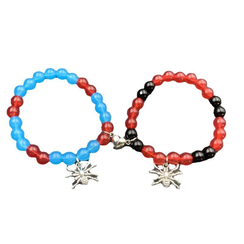 Magnetic Heart Beaded Couple Bracelets – Elastic Jewelry for Best Friends