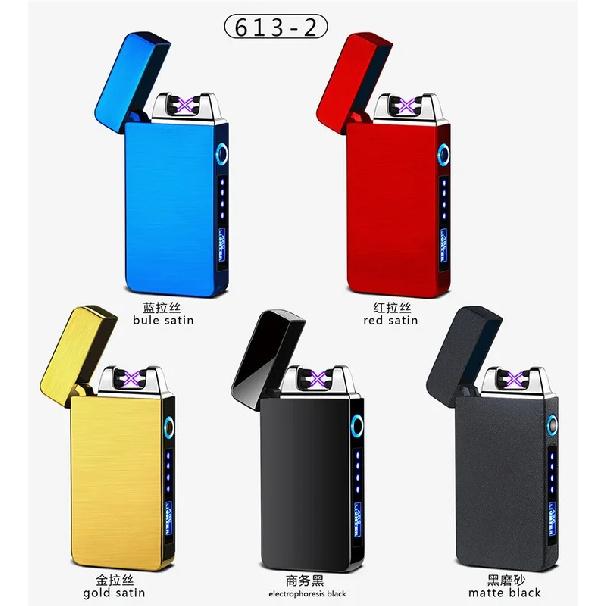 Hot Boutique Creative Portable Windproof USB Strong Pulse Double Arc Lighter Rechargeable Touch Sensor Fashion Ignition Tool